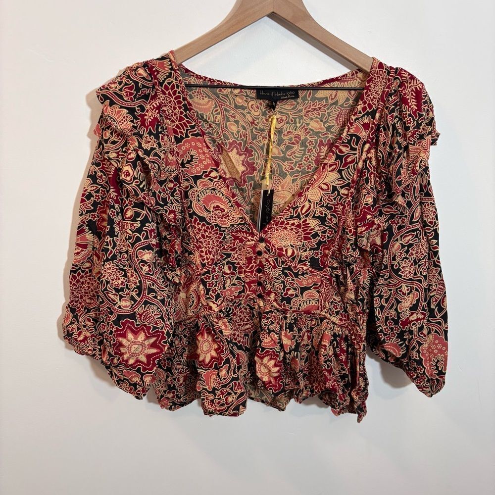 House of Harlow 1960 Jaipur Printed Blouse NEW with tags size medium - Picture 6 of 16